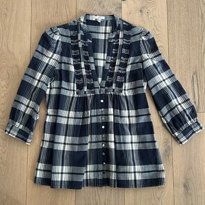 Joie Navy/Cream Shirt in Size M